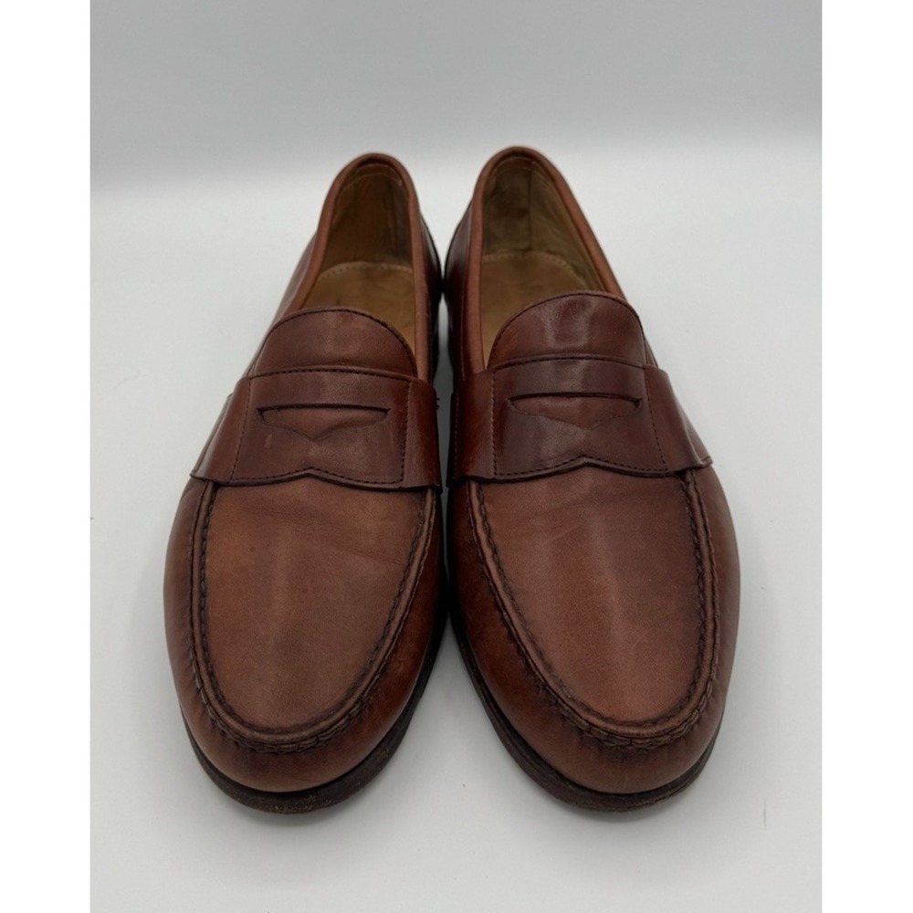 Footjoy FJ Dress Shoes Cognac Brown Leather Penny Loafers USA Men's Size 9.5 EE - Picture 3 of 7